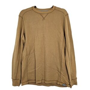 Eddie Bauer Mens Tan Waffle Knit Long Sleeve Crew Neck Casual Shirt Size S